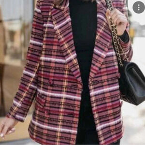 Topshop Madras Plaid Fringe Blazer Jacket. Size  2